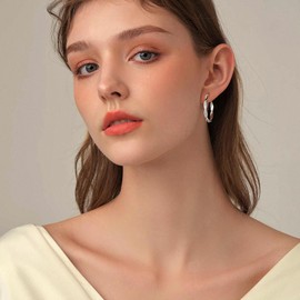 Earrings 925 Silver Hoop Earrings for Women | Twisted Zirconia Hoop Earrings, Silver & 14K Gold Plated | Sparkling, Lightweight, Hypoallergenic, Sterling Silver