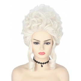 Topcosplay Peluca Rubia Corta Y Voluminosa para Disfraz de Halloween, Pelucas para Cosplay para Mujer, Peluca Estilo Colmena Barroca