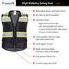 ProtectX Hi-Visibility Solid Front Mesh Back Safety Vest with 6