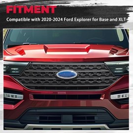 HECASA Grille Overlay Compatible with 2020-2024 Ford Explorer for Base and XLT Black Front Bumper Grill Covers Plastic (ABS)