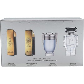 Paco Rabanne 4 Pcs MINI SET For Men: ONE MILLION 0.17 Eau De Toilette + ONE MILLION 0.17 Parfum + INVICTUS 0.17 EDT + PHANTOM 0.17 EDT