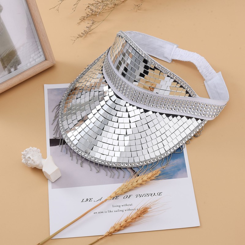 Glitter Mirror Sun Hat Silver For Summer Beach