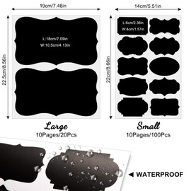 Whaline Chalkboard Label Stickers 10 Patterns with 3 Marker Pens, Large & Small Pantry Labels Labels Reusable, for Kitchens Spice Jars, Bottles, Pantry, Home Office, 123Pcs