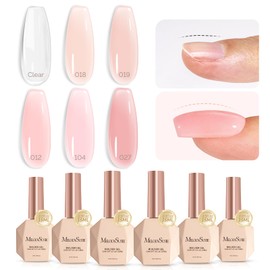 MelodySusie 6PCS 15ML Nude Pink Base Colors Clear Builder Gel Set for Nails Thickening,Soak Off UV Extension Gel,Rhinestone Nail Glue in a Bottle for Nail Art Design Gift for Women