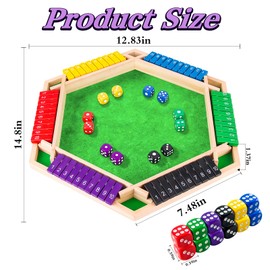 rytopt Shut The Box Game, Stocking Stuffers, 2-6 Player Family Wooden Board Table Math Games, Board Games, Valentines, Easter, 12 Dices Tabletop Toys for School Supplies, Christmas Party Favors
