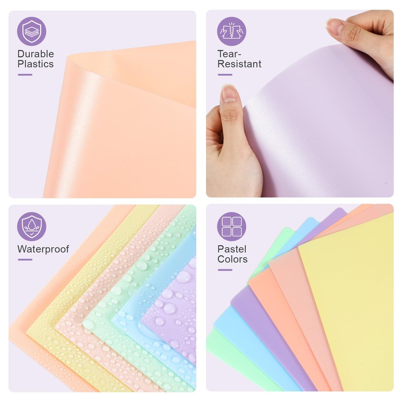 Kisston 30 Pack Folders with Pockets, Pastel Folders with 2