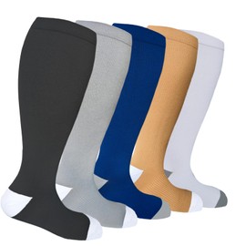 GET-FA 5 Pairs Compression Socks for Women & Men Circulation 15-20 mmHg is Best Support for Athletic Running Cycling