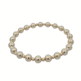 Anela 14kt Gold Filled Tarnish-Free Stretch Bracelet for Women - Elegant 3mm & 6mm Alternating Pattern Beaded Design - Great Gift Idea for Woman (7.0")