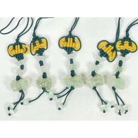 Unbranded 5PC Hand Carved Natural Jade Chinese Zodiac Boar Pendant Knotted CellPhone Charm