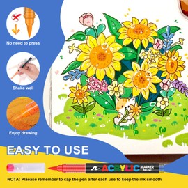 240 Colors Acrylic Paint Markers with Automatic Ink Control System, Soft Brush Tip Acrylic Markers for Paper, Rock, Wood, Canvas, Glass and Ceramic Art Supplies, Paint Pens & Paint Markers with Bag