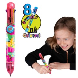 Rainbow Writer - Butterfly, Multicolor Pen from Deluxebase. 8 in 1 retractable ballpoint pen, fancy pens for kids and ideal office or school supplies