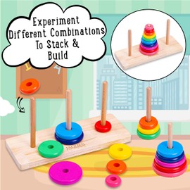 Jaques of London Tower of Hanoi | Delightful Wooden Toys | Great Stacking Toys | Trustworthy Rainbow Stacker | Certified Stacking Rings | Since 1796