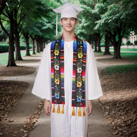 DENCTORAM Mexican Graduation Sash Flag Floral Graduation Stole Graduation Sash Mexico Serape Graduation Sash