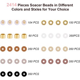 Srechee 2400Pcs Clay Beads for Bracelet Making Kit, Friendship Bracelet Kit for Girls Adults 6 Color Polymer Clay Beads Charms for Jewelry Making Kit with Letter Beads Kit Heishi Beads