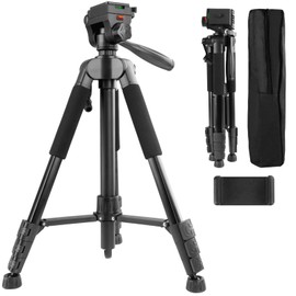 MINICOR Professional Grade Aluminum Tripod - 4-Section Telescopic (Max Height 60"/5ft, Load Capacity 6.6lbs) Compact Travel Tripod with Carry Bag