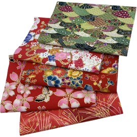 EDGEAM Pack of 5 20 x 80 cm Cotton Fabric for Sewing Cotton Patchwork Cotton Fabric Sold by the Metre Quilting Fabric Decorative Fabric Package Fabric Scraps