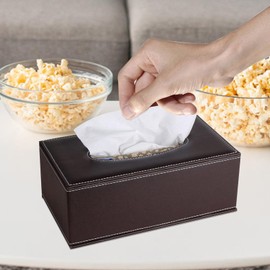 XNONE Tissue Box Cover PU Leather Tissue Box Holder Rectangle Tissue Organizer Napkin Dispenser for Home,Office,Restaurant,Dresser,Car,Bathroom Decor (Brown)