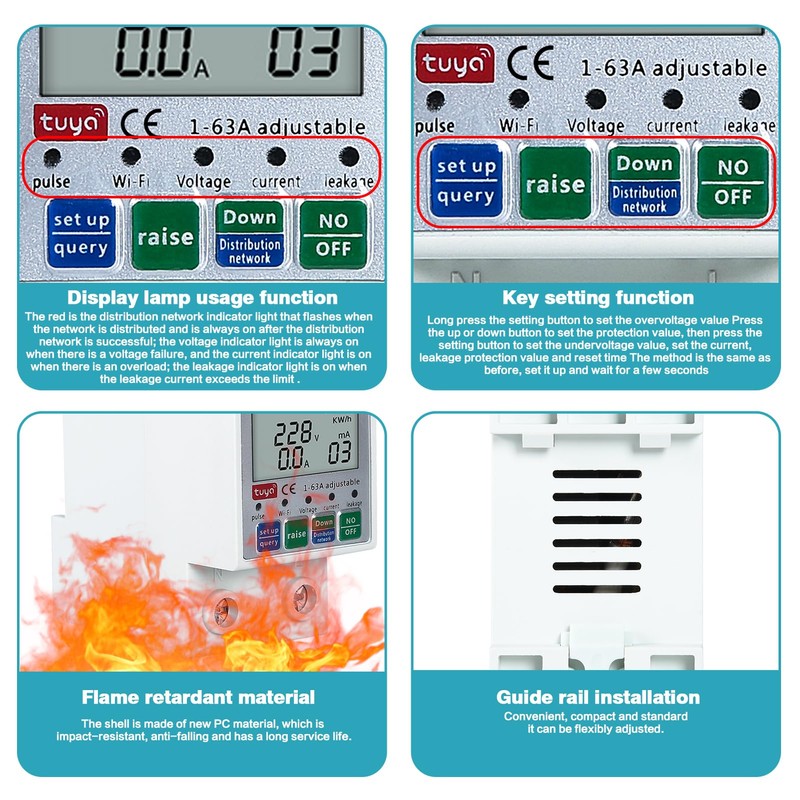DEWIN Electricity Meter, DIN Rail, Smart Energy Meter Tuya WiFi