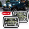 Unbranded Pair 5x7" 7x6" LED Headlights Hi/Lo Beam H6054 For