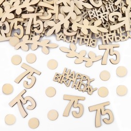 GoldRock Wooden Confetti 75th Birthday Decoration Large 1.5 cm - 6.5 cm, Decoration 75th Birthday Man Woman, Pack of 100 Confetti 75th Birthday, Table Decoration 75th Birthday Decoration, 75th