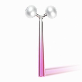 Ivy mwein Facial and Body Color Roller Massager, Y-Shaped Cooling Metal Contour to Reduce Puffiiness, Face Lift, Anti Aging, Skin Tightening, Reduce Wrinkles (Silver/Pink Ombre, 5.5 in.)