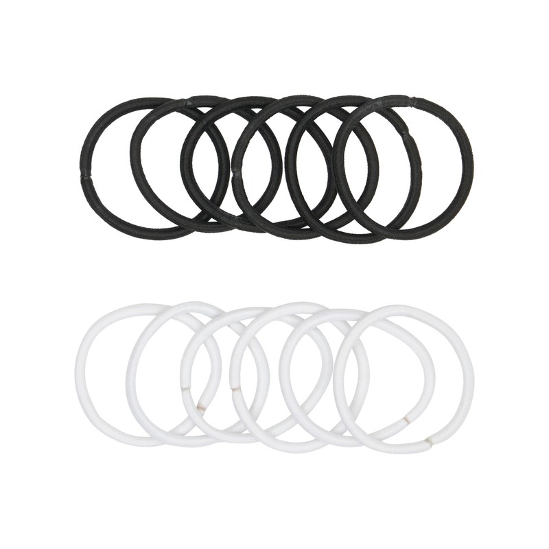 Oz Essentials Hair Elastic 12 Pack - White/Black