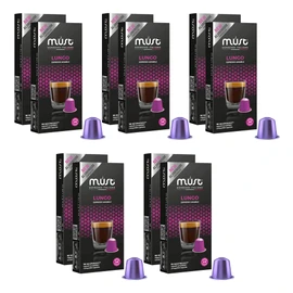 MUST Nespresso Compatible Aluminium Coffee Capsules Lungo Blend X 100 (10 packs X 10 Pods), Made in Italy