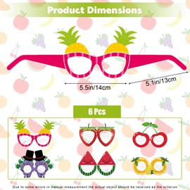Ysqool 6 Pcs Fruit Paper Glasses Tropical Party Sunglasses Funny Summer Eyeglasses Dress Props for Hawaiian Beach Luau Theme Party (Fruit)