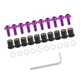 REPAIROCK 10pcs M5 5mm Motorcycle Windscreen Screws Fairing Windscreen Screws Bolt Windshield Mounting Nuts Installation Purple Auto Replacement Parts