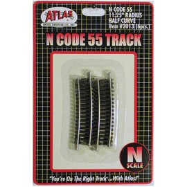 N Code 55 Nickel Silver 11.25" Radius Half Section Track (6) Atlas Trains