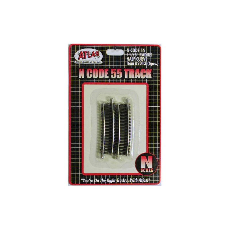 N Code 55 Nickel Silver 11.25" Radius Half Section Track