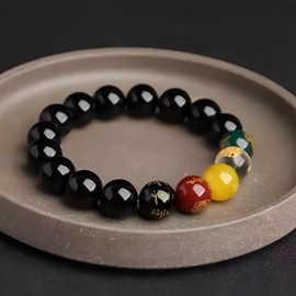 JANKINGS Vermillion Stone Feng Shui Bracelet - Five Elements Wealth and Protection Jewelry, Brings Prosperity Energy, Spiritual Gift for Men and Women (12mm Beads)