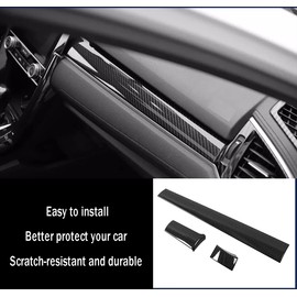 KELEIMAI Car Accessories Fit for Honda Civic 10th Gen 2016-2021 Dashboard Center Console Stripe Cover Trim (Carbon Fiber Style) ABS 3 PCS