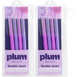 Plum Beauty Maquinillas de afeitar Dermaplaning para mujeres y hombres, paquete de 2 (8 maquinillas de afeitar de doble cara), depilación facial rápid