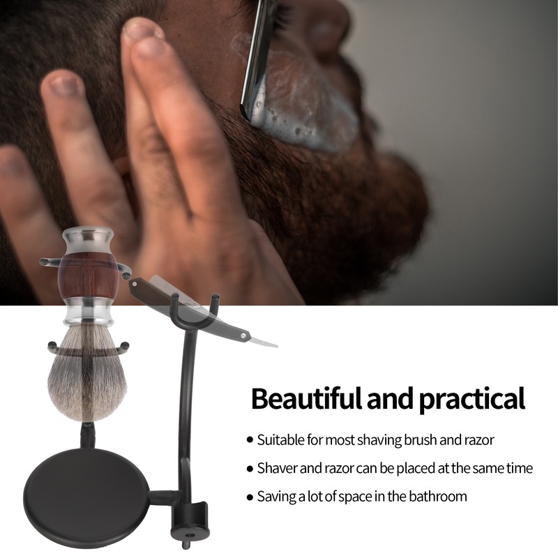 Curved Razor and Shaving Brush Stand Display Dry Brush Compatible