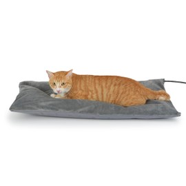 Petace Outdoor Heated Cat Bed, Soft Pet Heating Pad with Steel-Wrapped Cord, Outside Pet Warmer for Feral Cats and Dogs, 27.5" x 15.7", 50 Watts