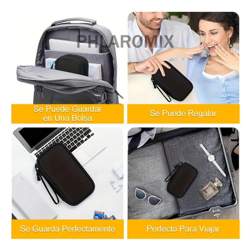 2pz Estuche Cargador De Organizador Bolsa Cables Impermeable Negro
