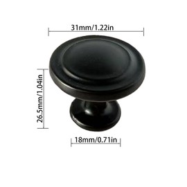 Eledabra Matte Black Round Zinc Cabinet Knobs for Kitchen Bathroom Closet Dresser Cabinets 4 pcs