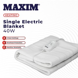Maxim Single Electric Blanket | ELECTRIC UNDER BLANKET | MSEB1PKB6, White