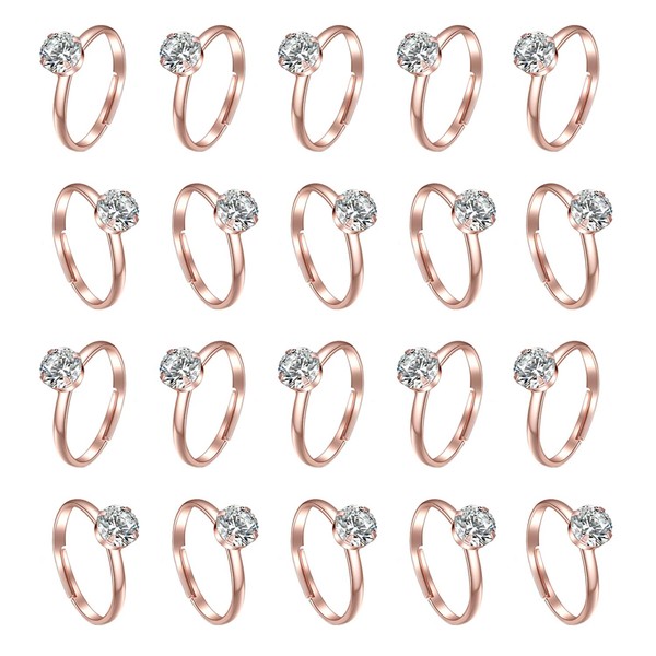 Topoox 60 Pack Rose Gold Diamond Engagement Rings for Bridal Shower Party Game Wedding Table Decorations