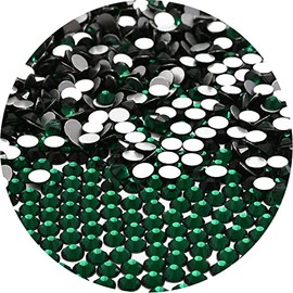 NCB Nancybeads 288pcs Flatback Round Glass Nail Art Rhinestones Crystal for DIY Making Accessories Shoes, Clothes, Face Art, Bags, Manicure (Emerald, SS30 288pcs)