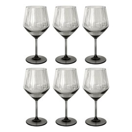 Abode Homewares by TarHong Angle Acrylic Goblet, Set of 6, Light Gray, 23 oz.