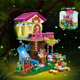 HOGOKIDS Tree House Building Set with LED Light - 622pcs Treehouse Building Blocks Toys, Forest Up House Toys with Slide, Birthday Easter Gifts for Kids Girls Boys Age 8 9 10 11 12+