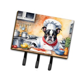Caroline's Treasures Boston Terrier The Chef Leash or Key Holder Wall Hooks, Key Hooks Holder, Coat Rack Wall Mount, Coat Hooks, Hooks for Hanging Keys, Towels, Aprons, Leashes