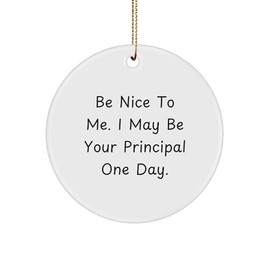 Funny Principal Gifts from Men - Be Nice to Me. I May Be Your Principal One Day. Circle Ornament for Christmas