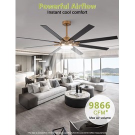 Black Gold Ceiling Fan with Lights and Remote - 65 Inch Modern Ceiling Fan for Bedroom, Living Room, Patio, Garage, Outdoor Indoor