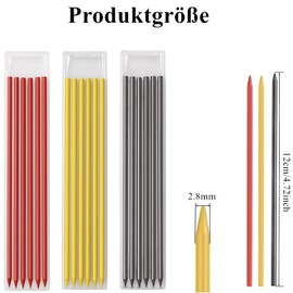 Pack of 36 2.8 mm Pencil Leads, Carpenter's Pencil Refills, Solid Deep Hole Marker Construction Pencil Replacement, Pencil Refills for Architect Drawing