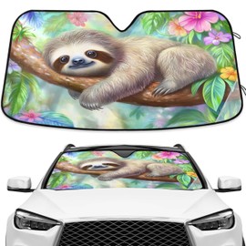 Sloth Forest Plant Windshield Sunshade Car Sun Shade Front Window Shade for Truck SUV Blocks UV Rays Sun Reflector Visor Protector Accordion Folding