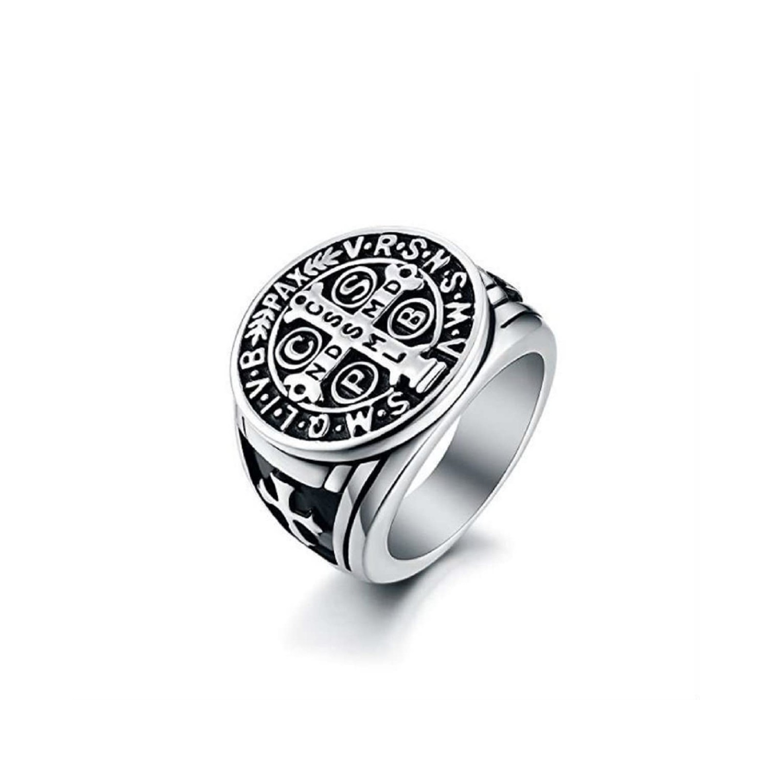 MayiaHey Cross Ring, Vintage Rune Jesus Cross Ring for Men, Christ ...
