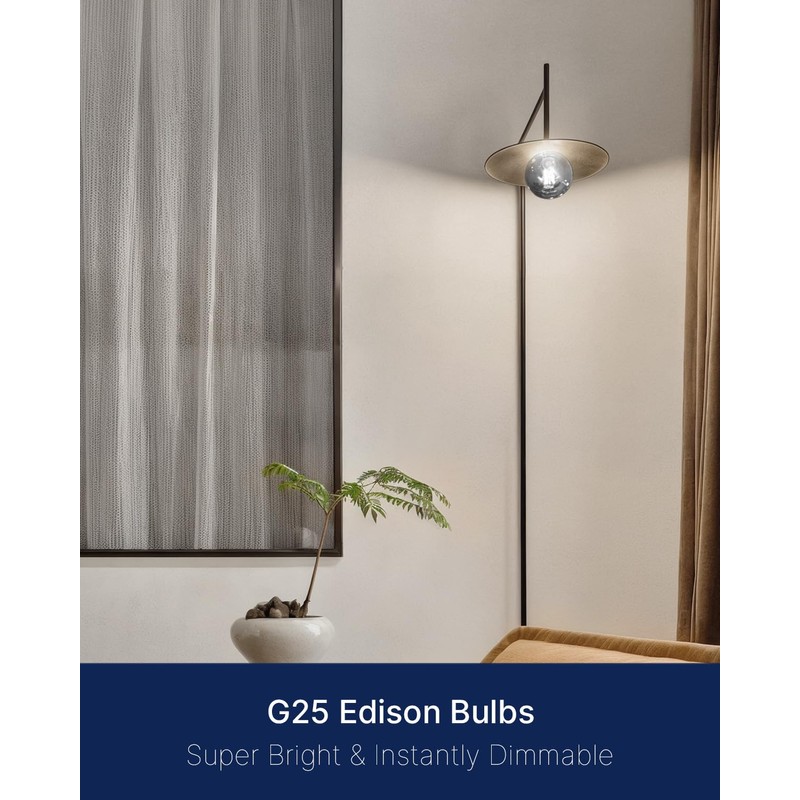 FLSNT 6 Pack G25 LED Globe Edison Bulbs, 5000K Daylight